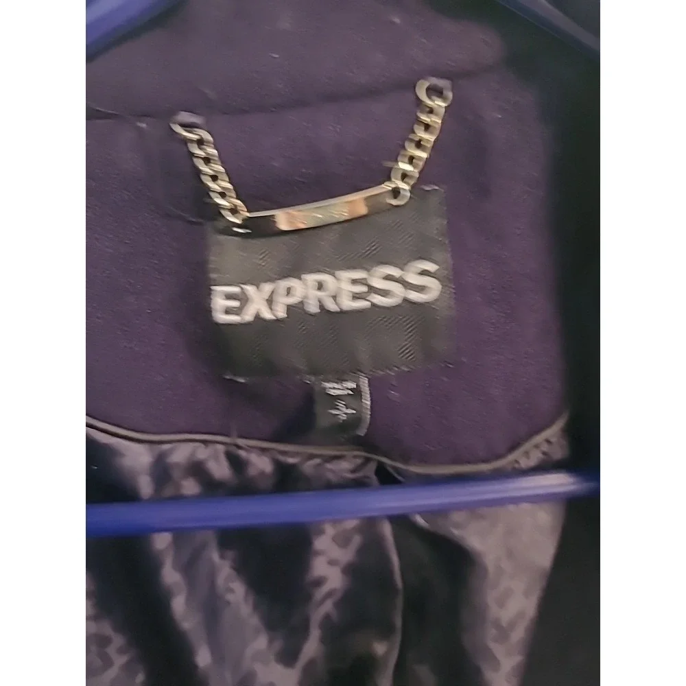 Express Womens Peacoat‎ Plum Purple Small Double Black Buttons Pockets Coat